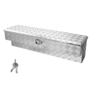 Caja de Herramientas para Caja de Camioneta, de Aluminio, con Dibujo, Cerradura y Llave, Ideal para Camioneta, RV, Remolque, Carga Máxima del Escalón 100 kg, 1219 x 340 x 330 mm, Plata