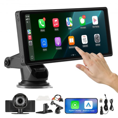 Estéreo Inalámbrico con Pantalla HD, Apple CarPlay y Android Auto, Cámaras Frontales y Traseras