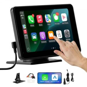 Sistema Multimedia Inalámbrico para Vehículos con Pantalla HD de 177,8 mm, Apple CarPlay, Android Auto, Cámara Trasera y Bluetooth