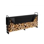 Estante de Almacenamiento de Leña 259x36x117 cm Marco de Acero Soporte de Leña con Funda Impermeable 600D Oxford Leñero para Chimenea para 1/2 Cuerda de Leña Carga de 300 kg para Jardín Terraza