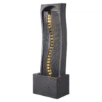 Fuente de Agua para Exteriores, 98 cm de Altura, Fuente de Cascada Moderna de Una Sola Capa con Base de Roca, Luz LED y Bomba para Jardín, Patio, Decoración del Hogar, Exterior, Negro