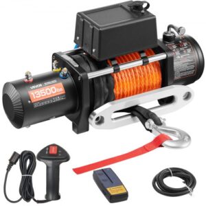 Cabrestante Eléctrico 6123 kg 12V con Cuerda Sintética y Control Remoto