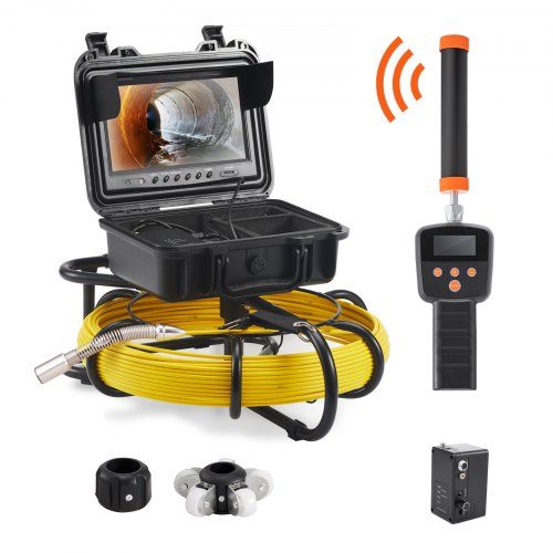 Cámara Endoscópica de Drenaje Pantalla de 9" con IP68 Impermeable Batería de 4500 mAh 12 LED Ajustable Cable de 50m Tarjeta SD de 16GB para Tubería de Alcantarillado Drenaje de Plomería en Hogar