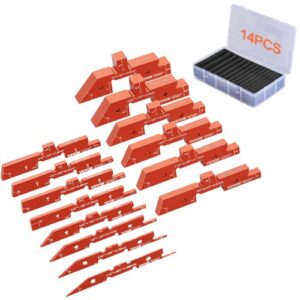 Barras de configuración de mesa de enrutador 14 Piezas bloques de configuración de aluminio de precisión, juego de medidores de altura, con marcas de tamaño grabadas con láser, con estuche