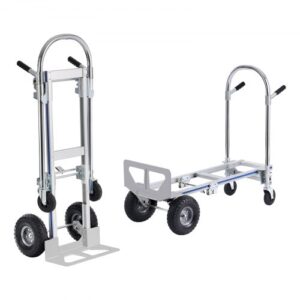 Carretilla de Mano Plegable de Aluminio Carga de 363 kg Carro de Mano 2 en 1 Carretilla Convertible en Carro de Plataforma Ruedas de Goma para Transporte de Mercancías de Almacén Supermercado