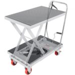 Carro Hidráulico de Mesa Elevadora Capacidad de Carga de 230 kg Elevador Manual de Tijera Simple Altura de Elevación de 720 mm 4 Ruedas Cojín Antideslizante para Manipulación Transporte, Gris