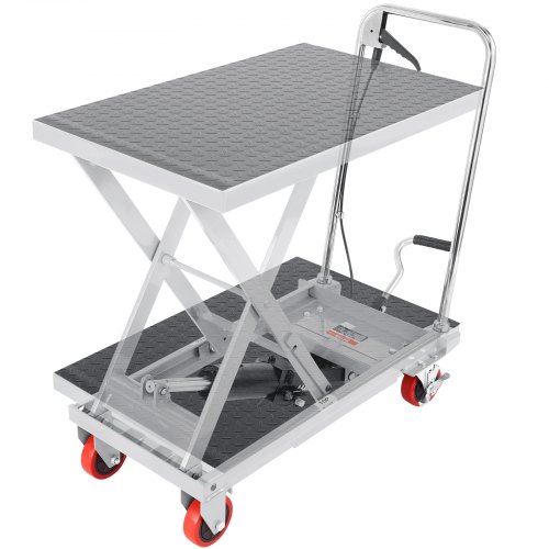 Carro Hidráulico de Mesa Elevadora Capacidad de Carga de 230 kg Elevador Manual de Tijera Simple Altura de Elevación de 720 mm 4 Ruedas Cojín Antideslizante para Manipulación Transporte, Gris