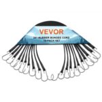 10 PCS Cuerda Elástica Plana de 20 mm Correas Elásticas Resistentes con Ganchos en Forma de S de Acero Cuerda Elástica de 60 cm de Largo para Carga, Camiones y Tiendas de Campaña, Negro