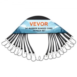 10 PCS Cuerda Elástica Plana de 20 mm Correas Elásticas Resistentes con Ganchos en Forma de S de Acero Cuerda Elástica de 60 cm de Largo para Carga, Camiones y Tiendas de Campaña, Negro