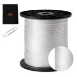 Cinta de Tracción de Poliéster, Cuerda Plana de Cinta de Mula, Capacidad de Tracción de 2500 lbf, Cinta de Tracción de Cable Impresa para Embalaje, Jardinería, Electricidad Comercial, Blanco