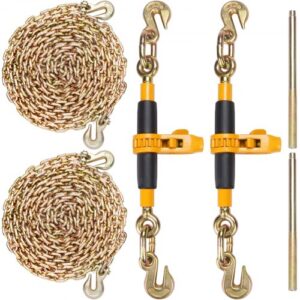Tensor de Cadena de Amarre Trinquete de Cadena 0,91,27 cm 2 Piezas Carga de 5443 kg Carpeta de Carga con Trinquete Mango Antideslizante para Asegurar Cargas, Transporte, Remolques de Camión