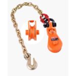 Polea de Arrastre con Cadena G80, Grillete Giratorio, Resistencia a la Rotura de 4,5 T Diámetro de la Polea de 74 mm para Cuerda de Diámetro de 9,5 mm para Remolque y Recuperación en Grúas
