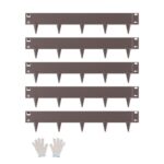 Borde de Acero Galvanizado para Paisajismo, 990 x 181 x 1,5 mm, 5 Piezas de Borde de Metal Resistente a la Oxidación con Dientes Afilados, Divisor de Camino para Parterres de Flores, Marrón