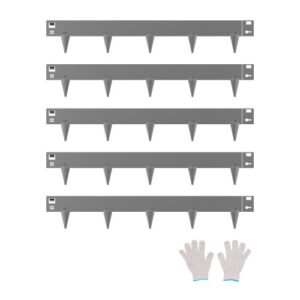 Borde de Acero Galvanizado para Paisajismo, 990x156x1,5 mm, 5 Piezas de Borde de Metal Resistente a la Oxidación con Dientes Afilados, Divisor de Camino para Parterres de Flores, Gris Oscuro