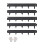 Borde de Acero Galvanizado para Paisajismo, 990 x 181 x 1,5 mm, 5 Piezas de Borde de Metal Resistente a la Oxidación con Dientes Afilados, Divisor de Camino para Parterres de Flores, Negro