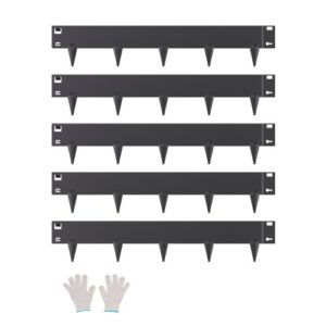 Borde de Acero Galvanizado para Paisajismo, 990 x 181 x 1,5 mm, 5 Piezas de Borde de Metal Resistente a la Oxidación con Dientes Afilados, Divisor de Camino para Parterres de Flores, Negro