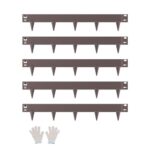 Borde de Acero Galvanizado para Paisajismo, 990 x 156 x 1,5 mm, 5 Piezas de Borde de Metal Resistente a la Oxidación con Dientes Afilados, Divisor de Camino para Parterres de Flores, Marrón