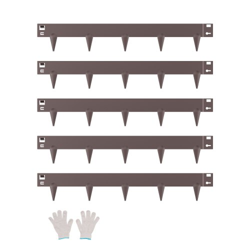 Borde de Acero Galvanizado para Paisajismo, 990 x 156 x 1,5 mm, 5 Piezas de Borde de Metal Resistente a la Oxidación con Dientes Afilados, Divisor de Camino para Parterres de Flores, Marrón