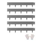 Borde de Acero Galvanizado para Paisajismo, 990x181x1,5 mm, 5 Piezas de Borde de Metal Resistente a la Oxidación con Dientes Afilados, Divisor de Camino para Parterres de Flores, Gris Oscuro