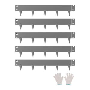 Borde de Acero Galvanizado para Paisajismo, 990x181x1,5 mm, 5 Piezas de Borde de Metal Resistente a la Oxidación con Dientes Afilados, Divisor de Camino para Parterres de Flores, Gris Oscuro