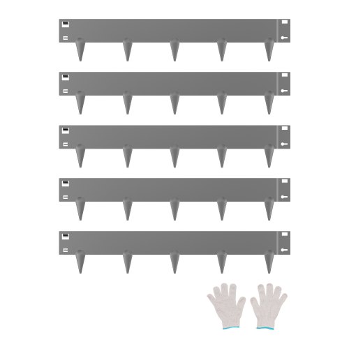 Borde de Acero Galvanizado para Paisajismo, 990x181x1,5 mm, 5 Piezas de Borde de Metal Resistente a la Oxidación con Dientes Afilados, Divisor de Camino para Parterres de Flores, Gris Oscuro