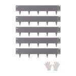 Borde de Acero Galvanizado para Paisajismo, 990 x 207 x 1,5 mm, 5 Piezas Borde de Metal Resistente a la Oxidación con Dientes Afilados, Divisor Camino para Parterres de Flores, Gris Oscuro