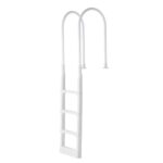 Escalera para Piscina, 4 Escalones con Pasamanos Dobles, para Piscinas Enterradas y Elevadas de Superficie de Cubierta en Interiores y Exteriores, Carga de 136 kg, 540 x 500 x 2110 mm, Blanco