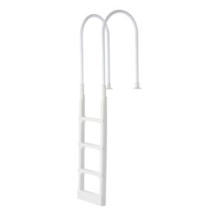 Escalera para Piscina, 4 Escalones con Pasamanos Dobles, para Piscinas Enterradas y Elevadas de Superficie de Cubierta en Interiores y Exteriores, Carga de 136 kg, 540 x 500 x 2110 mm, Blanco