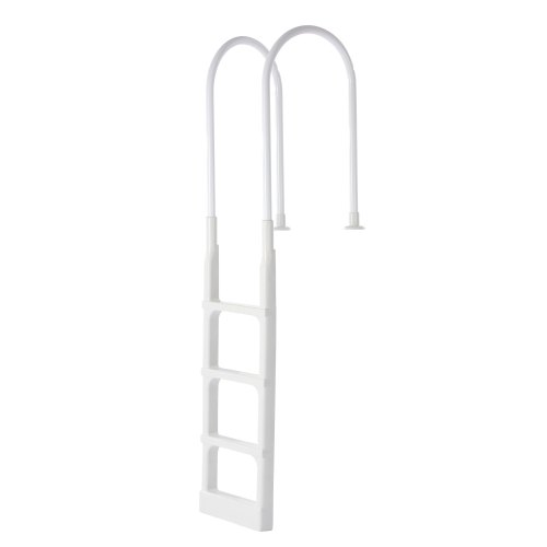 Escalera para Piscina, 4 Escalones con Pasamanos Dobles, para Piscinas Enterradas y Elevadas de Superficie de Cubierta en Interiores y Exteriores, Carga de 136 kg, 540 x 500 x 2110 mm, Blanco