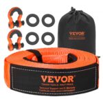 Kit de Recuperación de Correas de Remolque, 76,2 mm x 9,1 m Capacidad de 16329 kg Correa de Cabrestante con Fundas Protectoras y Bolsa de Almacenamiento, Grilletes de Anilla en D para SUV, ATV