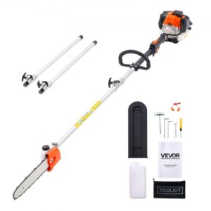 Motosierra de Pértiga a Gasolina, Motosierra Inalámbrica de 25 cc y 2 Tiempos con Barra de Corte de 30,5 cm, Tanque de Combustible de 650 ml y Extensible de 2,12-3,62 m para Podar Árboles