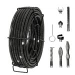 Cable de Limpieza de Drenaje, Cable Limpiador de Drenaje Seccional Profesional con 7 Cortadores para Tuberías, Cable de Barrena de Drenaje de Alcantarillado de Núcleo Hueco 435 x 435 x 130 mm