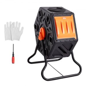 Compostador Giratorio de Jardín 70 L Contenedor de Abono Giratorio de 360° Doble Cámara de PP Sin BPA Carga 20 kg para Compostaje de Residuos Orgánicos Cocina Jardinero Terraza Patio Exterior