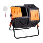 Compostador Giratorio de Jardín 140 L Contenedor de Abono Giratorio de 360° Doble Cámara de PP Sin BPA Carga 40 kg para Compostaje de Residuos Orgánicos Cocina Jardinero Terraza Patio Exterior
