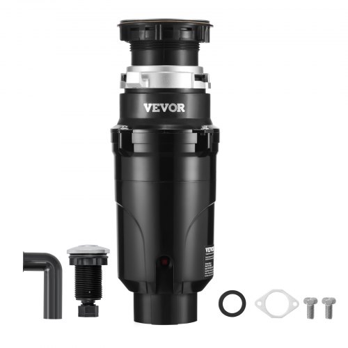 Triturador de Basura para Fregadero de Cocina, 1/2 HP, Sistema de Eliminación de Residuos de Alimentos, 3820 RPM, con Cable de Alimentación, para el Hogar, Cocina, 150 x 150 x 335 mm, Negro
