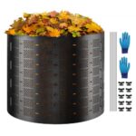 Compostador de Jardín 1000 L Contenedor de Abono Exterior HDPE Expandible Diámetro de 106,68 cm Fácil de Instalar Gran Capacidad para Agarrar Hojas Compostaje Creación Rápida de Suelo Fértil