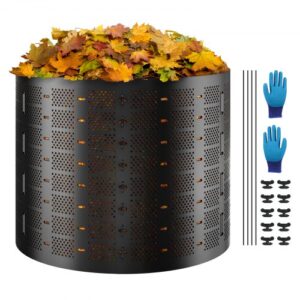 Compostador de Jardín 1000 L Contenedor de Abono Exterior HDPE Expandible Diámetro de 106,68 cm Fácil de Instalar Gran Capacidad para Agarrar Hojas Compostaje Creación Rápida de Suelo Fértil