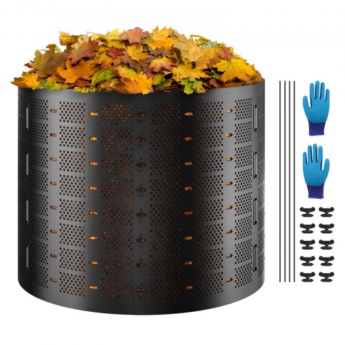 Compostador de Jardín 1000 L Contenedor de Abono Exterior HDPE Expandible Diámetro de 106,68 cm Fácil de Instalar Gran Capacidad para Agarrar Hojas Compostaje Creación Rápida de Suelo Fértil