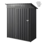 Cobertizo Metálico para Herramientas, Caseta de Almacenamiento Exterior 1533 x 876 x 1815 mm con Puerta con Cerradura y 2 Ranuras de Ventilación, para Guardar Herramientas, Bicicletas, Gris