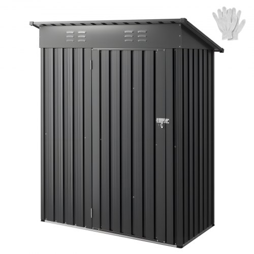 Cobertizo Metálico para Herramientas, Caseta de Almacenamiento Exterior 1533 x 876 x 1815 mm con Puerta con Cerradura y 2 Ranuras de Ventilación, para Guardar Herramientas, Bicicletas, Gris