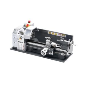 VEVOR Torno de Metal, 210 x 370 mm, Torno de Sobremesa de Precisión, Velocidad Variable de 0 a 2500 RPM, con Husillo de Engranajes de 550 W para Procesar Metales Blandos, Madera y Plásticos