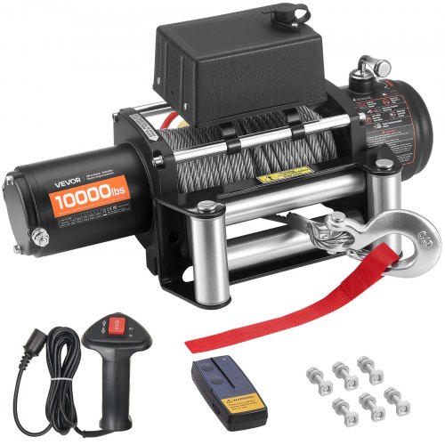 Cabrestante Eléctrico 12V 4500 kg con Cable de Acero 8,3 mm x 19,8 m