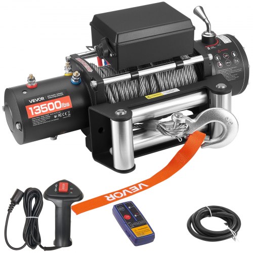 Cabrestante Eléctrico 6100 kg 12V con Cable de 24 m y Mando Inalámbrico