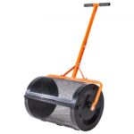Esparcidor de Compost Ancho de 67 cm con Mango en Forma de T 3 Niveles de Altura Esparcidor de Turba de Acero con Recubrimiento en Polvo Resistente para Jardín, Césped, Terreno Agrícola, Negro