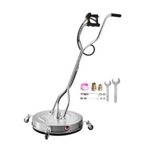 Limpiador de Superficies con Hidrolavadora, Acero Inoxidable, 4 Ruedas, Forma Redondo, 27,58 Mpa máx., 2 Boquillas Rociadoras, Mango Doble, para Concreto, Patio, Acera, 612 x 612 x 1500 mm