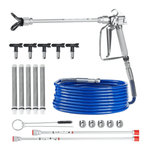 Kit de Manguera y Pistola Pulverizadora de Pintura sin Aire de 3600 PSI con 5 Puntas, Kit de Pistola Pulverizadora Sin Aire con Junta Giratoria con Filtros, Manguera y Varillas de Extensión