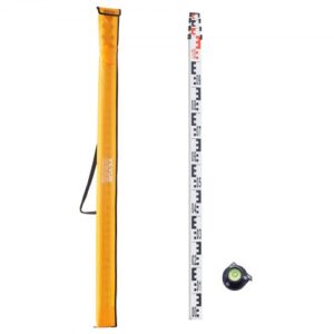 Varilla de medición telescópica de aluminio de 4 m, escala de doble cara en cm/mm, varilla de nivelación, varilla de medición de aleación de aluminio con nivel de burbuja y bolsa de transporte para medir casas, paredes y pisos