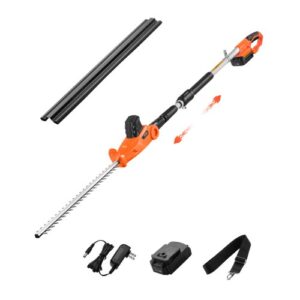Cortasetos Eléctrico, 1200 RPM Cortasetos de Pértiga Inalámbrico con Cuchilla de 510 mm, 5 Ángulos Ajustables, Batería de 20 V, Extensible de 1,9 m-2,4 m, para Ramas Altas para Jardinería