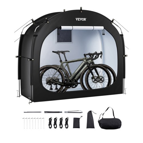 Tienda de Campaña para Guardar Bicicletas, Tienda Impermeable 1950 x 810 x 1730 mm para 1 o 2 Bicicletas con Ventana Ventilada, Fibra de Vidrio de Alta Resistencia y Cremalleras Dobles, Negro