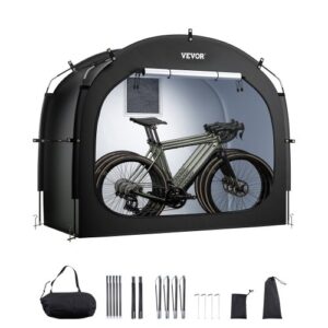 Tienda de Campaña para Guardar Bicicletas, Tienda Impermeable 2030 x 1220 x 1690 mm para 3 o 4 Bicicletas con Ventana Ventilada, Fibra de Vidrio de Alta Resistencia y Cremalleras Dobles, Negro